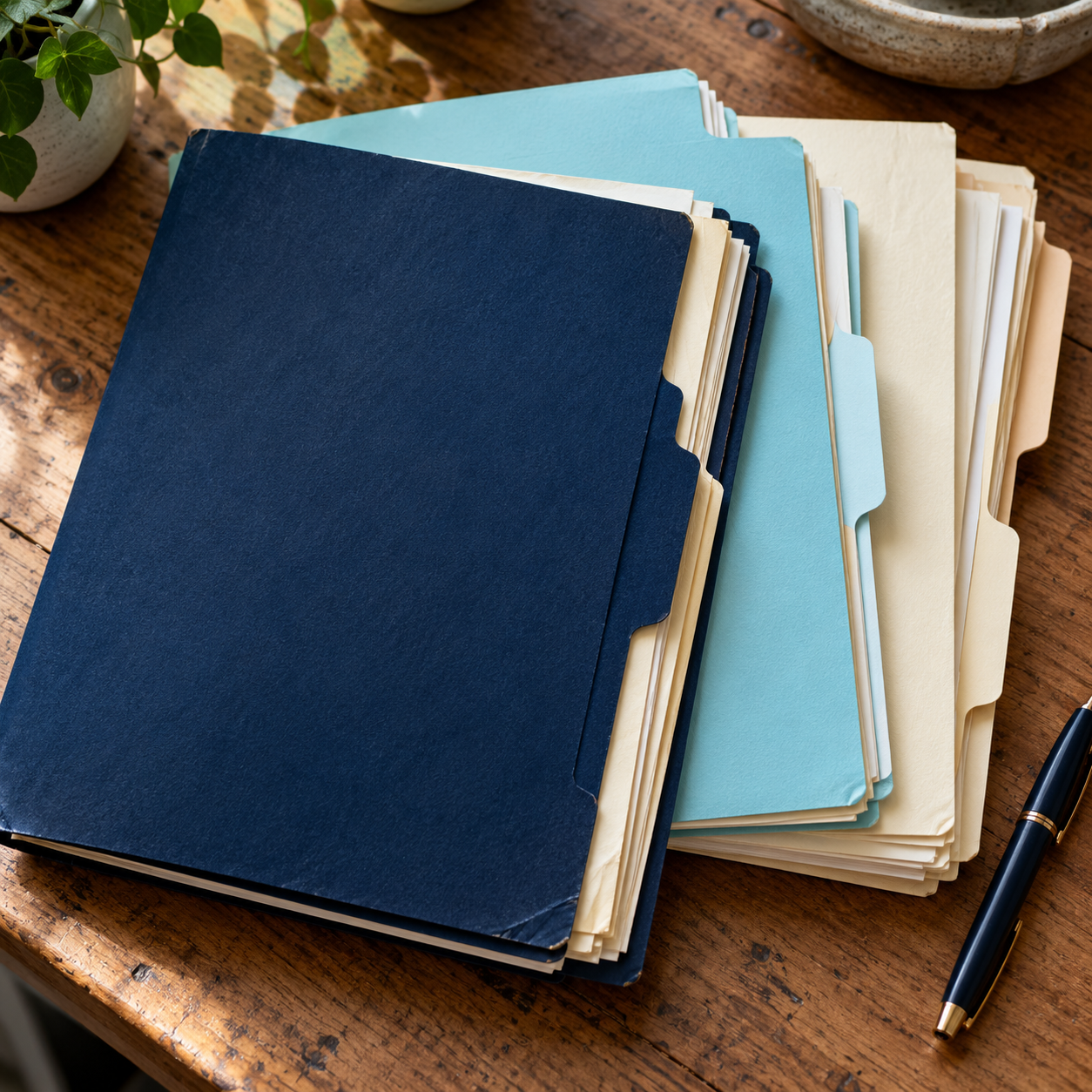 Paper folders organizing loose notes